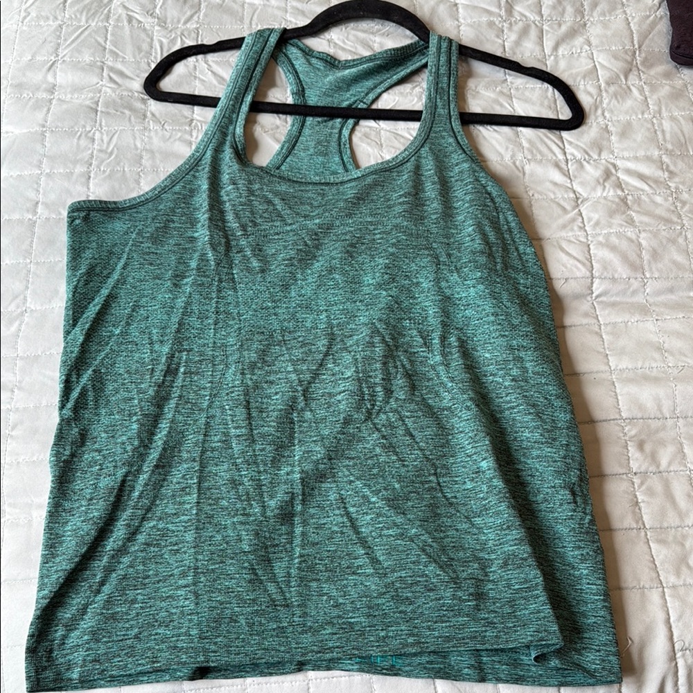 Lululemon Athletica Swiftly Texh Green/Black Backless Tank Top
